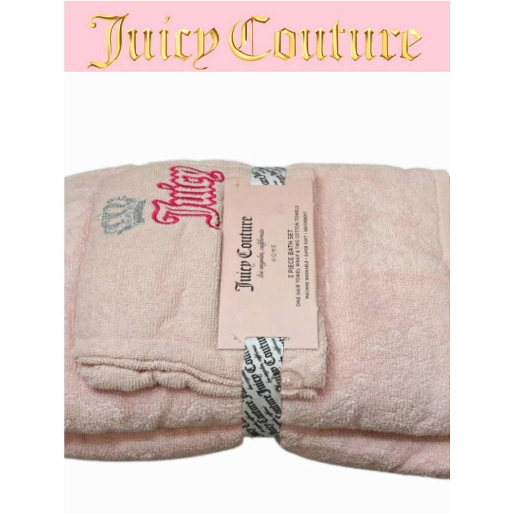 Juicy Couture Home Crown Logo Print 3-PC Bath Set